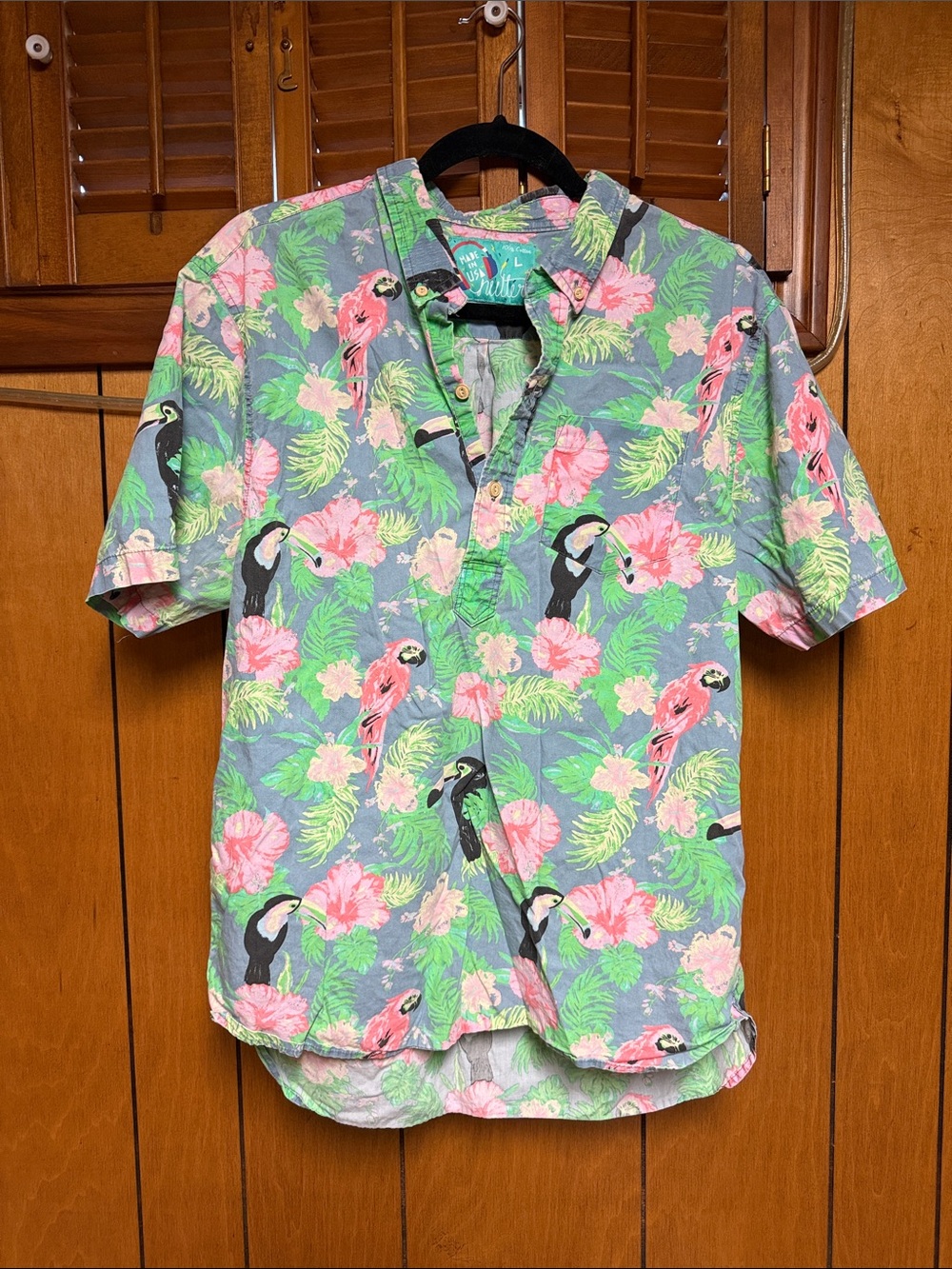 Chubbies “The Nutter” Tropical Parrot Print Button-Up Shirt
